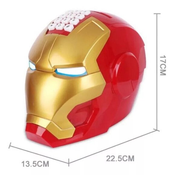 Iron Man Helmet Electric Piggy Bank Password Lock Banknote Storage Kids Toy. - Picture 4 of 6